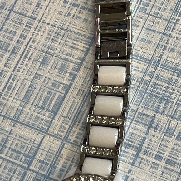 Fossil Ceramic and Women\'s Crystal-Accented Silver and White Watch! New battery